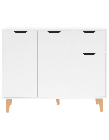 Credenza Bianco Lucido 90x30x72 cm in Legno Multistrato