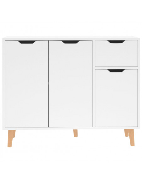 Credenza Bianco Lucido 90x30x72 cm in Legno Multistrato
