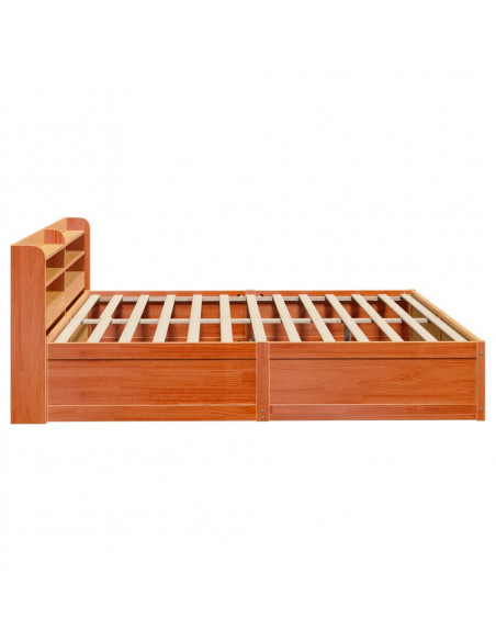 Giroletto con Testiera Marrone Cera 200x200 cm Massello Pino