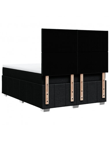 Giroletto a Molle con Materasso Nero 160x200 cm in Tessuto