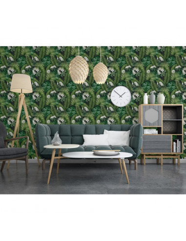 DUTCH WALLCOVERINGS Carta da Parati "Eden" Nero e Verde Scuro