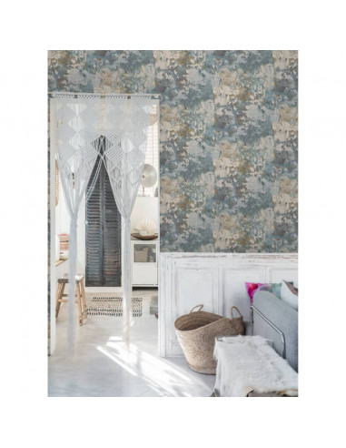 DUTCH WALLCOVERINGS Carta da Parati Cemento Grigio e Verde