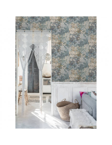 DUTCH WALLCOVERINGS Carta da Parati Cemento Grigio e Verde