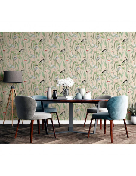 DUTCH WALLCOVERINGS Carta da Parati "Chevron" Crema e Menta