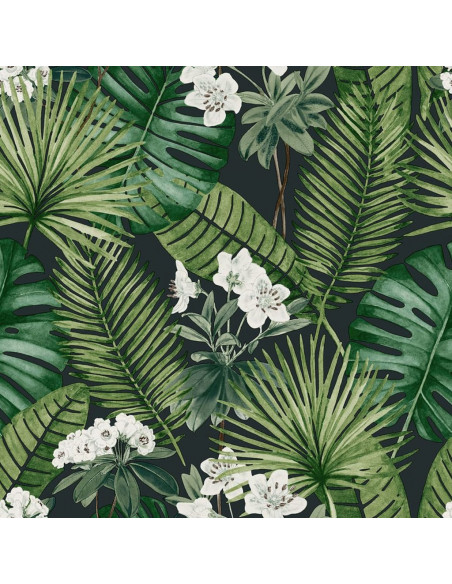 DUTCH WALLCOVERINGS Carta da Parati "Eden" Nero e Verde Scuro