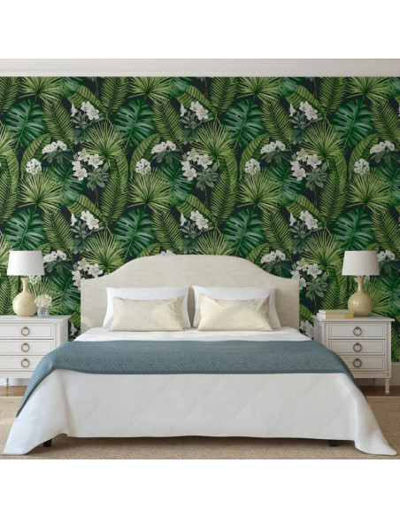 DUTCH WALLCOVERINGS Carta da Parati "Eden" Nero e Verde Scuro