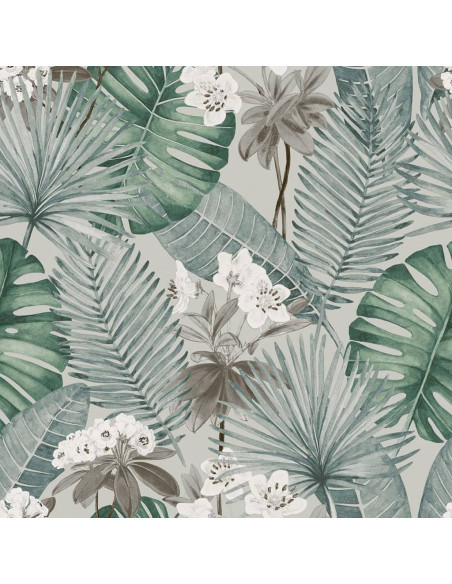DUTCH WALLCOVERINGS Carta da Parati Eden Grigio e Verde Chiaro