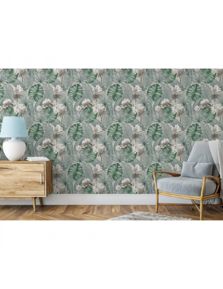 DUTCH WALLCOVERINGS Carta da Parati Eden Grigio e Verde Chiaro