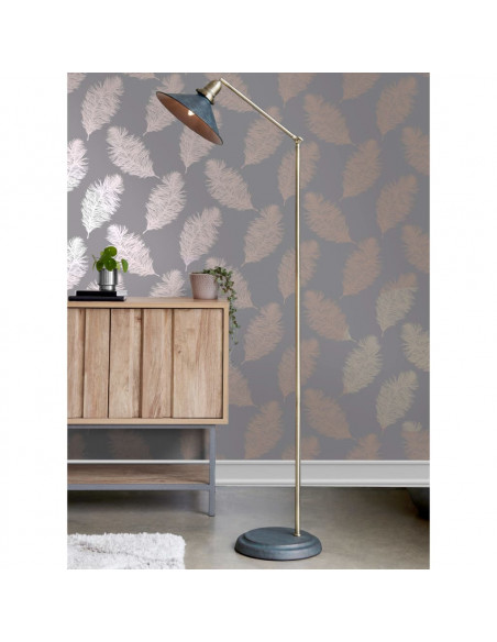 DUTCH WALLCOVERINGS Carta da Parati Fawning Feather Grigio e Oro Rosa