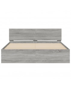 Giroletto con Testiera e LED Grigio Sonoma 160x200 cm 2