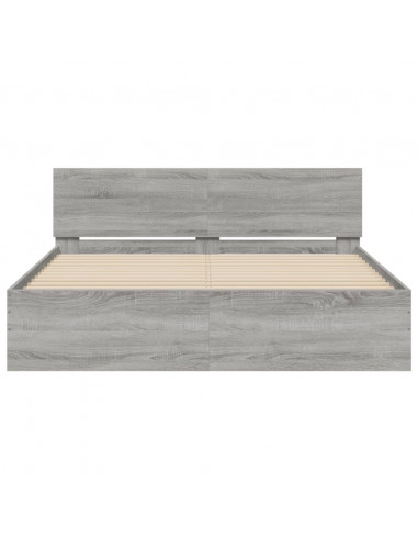 Giroletto con Testiera e LED Grigio Sonoma 160x200 cm