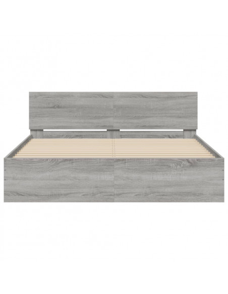 Giroletto con Testiera e LED Grigio Sonoma 160x200 cm