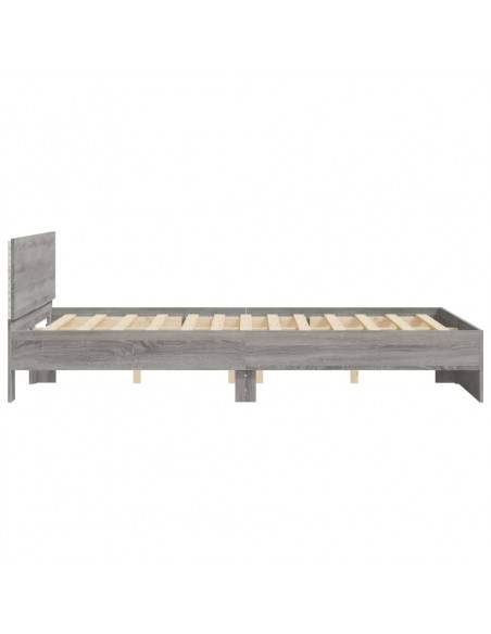 Giroletto con Testiera e LED Grigio Sonoma 160x200 cm