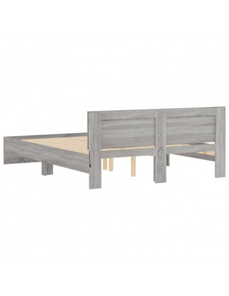 Giroletto con Testiera e LED Grigio Sonoma 160x200 cm