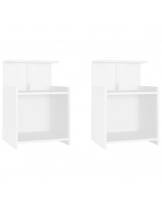 Comodini 2 pz Bianchi 40x35x60 cm in Legno Multistrato 2