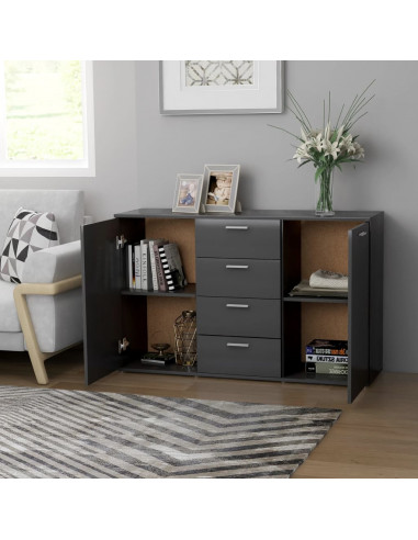 Credenza Grigia 120x35,5x75 cm in Legno Multistrato