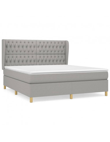 Giroletto a Molle con Materasso Grigio Chiaro180x200 cm Tessuto