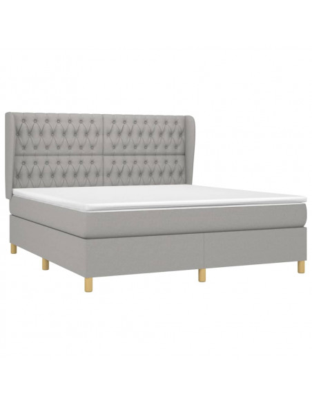 Giroletto a Molle con Materasso Grigio Chiaro180x200 cm Tessuto