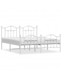 Giroletto con Testiera e Pediera Metallo Bianco 183x213 cm 2