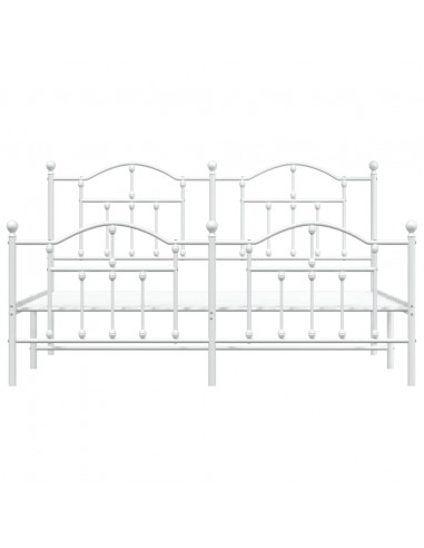 Giroletto con Testiera e Pediera Metallo Bianco 183x213 cm