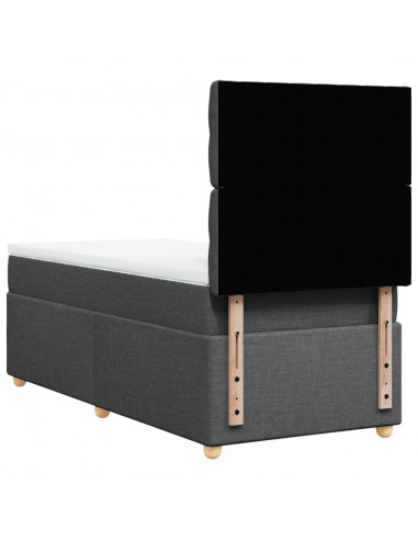 Giroletto a Molle con Materasso Grigio Scuro 90x190 cm Tessuto