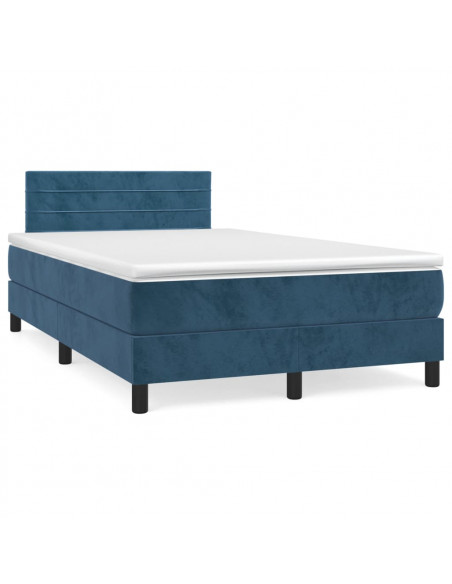 Giroletto a Molle con Materasso Blu Scuro 120x200 cm in Velluto