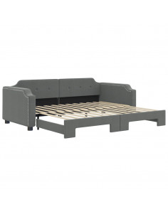 Divano Letto con Letto Estraibile Grigio Scuro 100x200 Tessuto 2