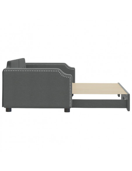 Divano Letto con Letto Estraibile Grigio Scuro 100x200 Tessuto
