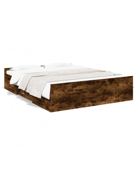 Giroletto con Cassetti Rovere Fumo 160x200 cm Legno Multistrato