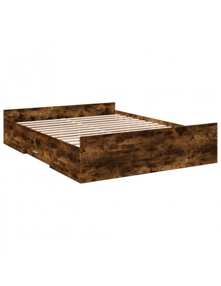 Giroletto con Cassetti Rovere Fumo 160x200 cm Legno Multistrato