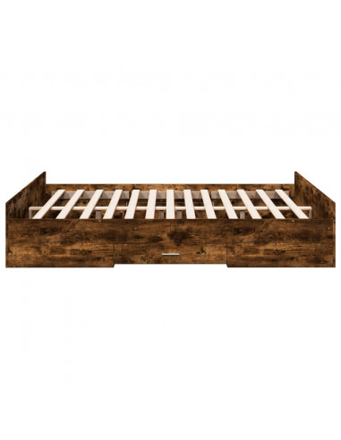 Giroletto con Cassetti Rovere Fumo 160x200 cm Legno Multistrato