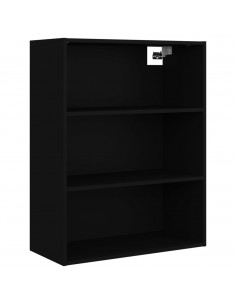 Armadietto Pensile a Parete Nero 69,5x32,5x90 cm 2