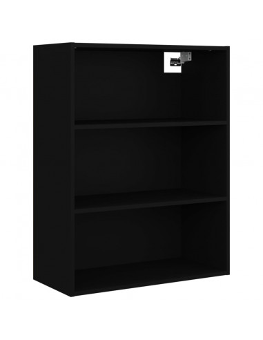 Armadietto Pensile a Parete Nero 69,5x32,5x90 cm