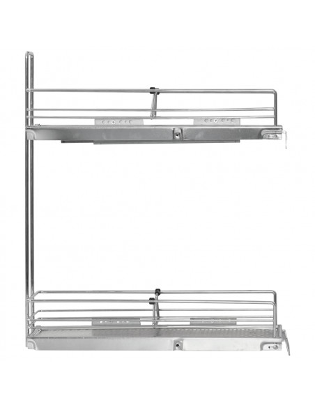 Cestello Metallico Estraibile a 2 Livelli Argento 47x15x54,5 cm