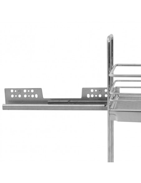 Cestello Metallico Estraibile a 2 Livelli Argento 47x15x54,5 cm