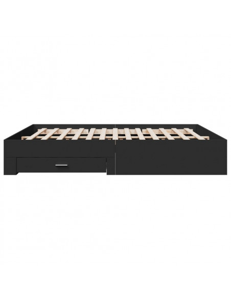 Giroletto con Cassetti Nero 180x200 cm in Legno Multistrato