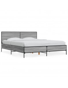 Giroletto Grigio Sonoma 160x200 cm in Legno Multistrato Metallo 2