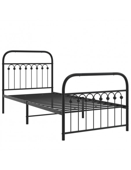 Giroletto con Testiera e Pediera Metallo Nero 90x190 cm