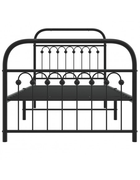 Giroletto con Testiera e Pediera Metallo Nero 90x190 cm