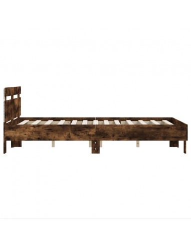 Giroletto con Testiera e LED Rovere Fumo 135x190 cm