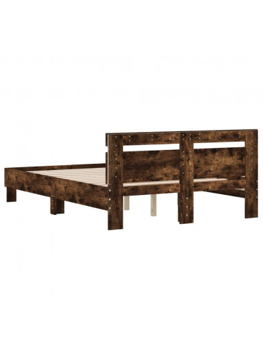 Giroletto con Testiera e LED Rovere Fumo 135x190 cm