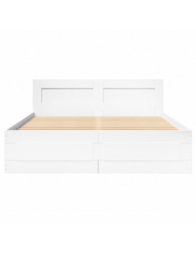 Giroletto con Testiera Bianco 140x200 cm in Legno Multistrato