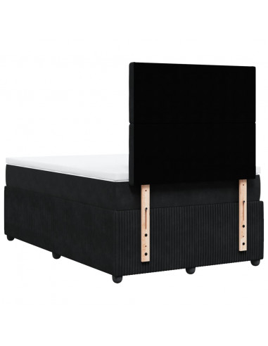 Giroletto a Molle con Materasso Nero 120x200 cm in Velluto