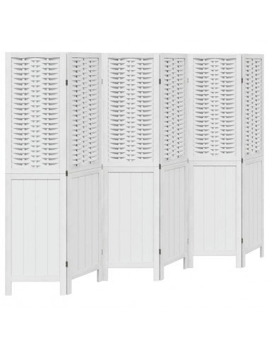 Divisorio Ambienti 6Pannelli Bianco Legno Massello di Paulownia