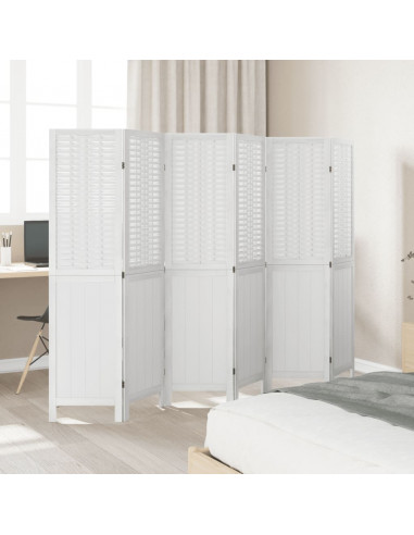 Divisorio Ambienti 6Pannelli Bianco Legno Massello di Paulownia