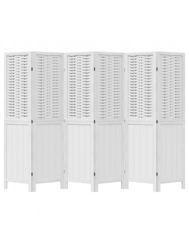 Divisorio Ambienti 6Pannelli Bianco Legno Massello di Paulownia