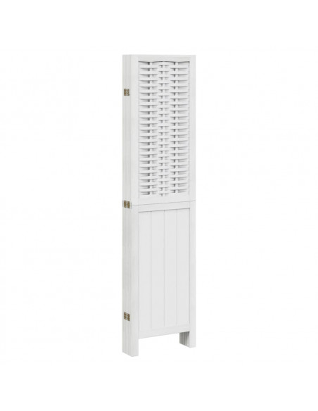 Divisorio Ambienti 6Pannelli Bianco Legno Massello di Paulownia