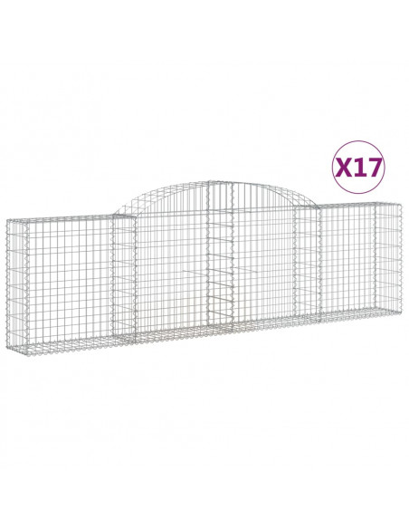 Cesti Gabbioni ad Arco 17 pz 300x30x80/100 cm Ferro Zincato