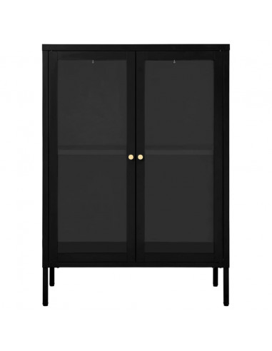 Credenza Nera 75x35x105 cm in Acciaio e Vetro