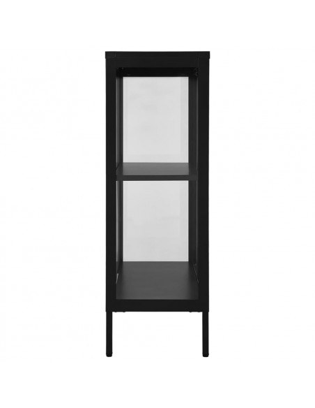 Credenza Nera 75x35x105 cm in Acciaio e Vetro